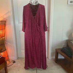 Soft Surroundings Magenta Pink Hyannis Maxi Long Sleeve Dress Size 3X